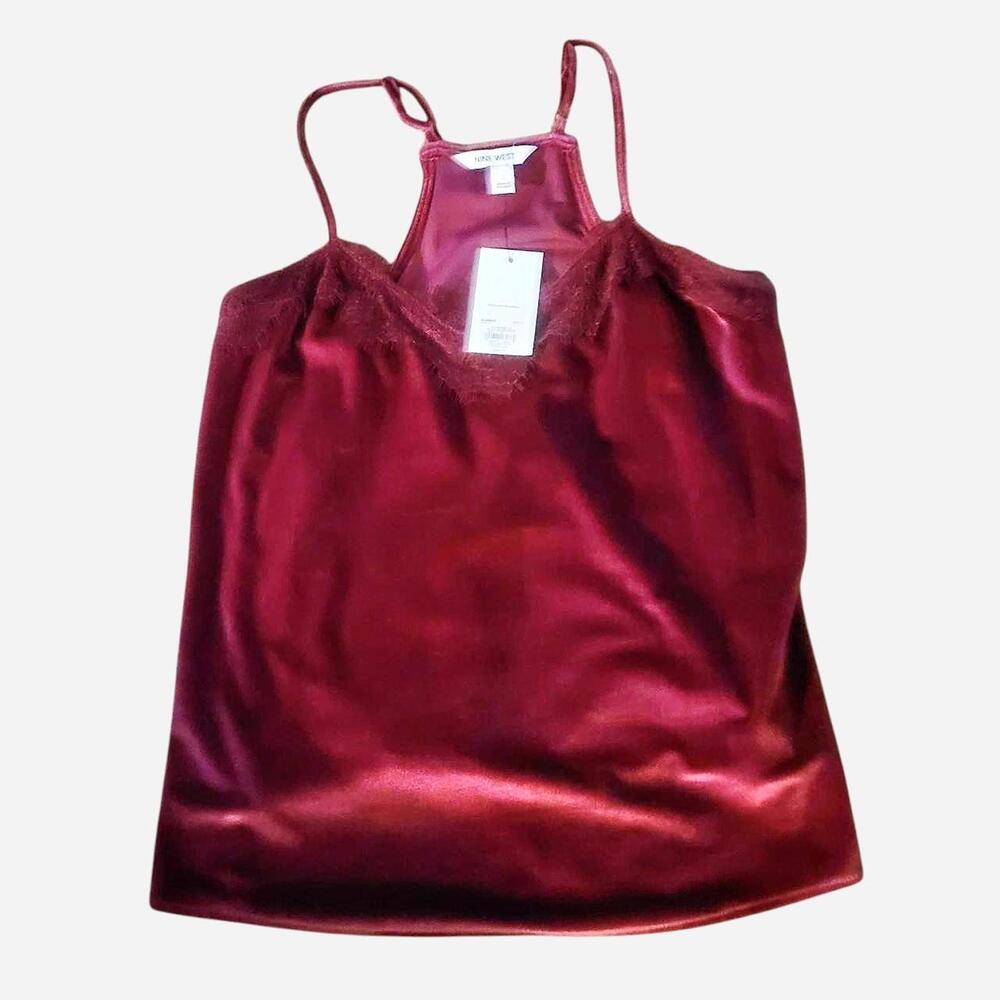Nine West laced burgandy vneck  tank top - Picture 2 of 7